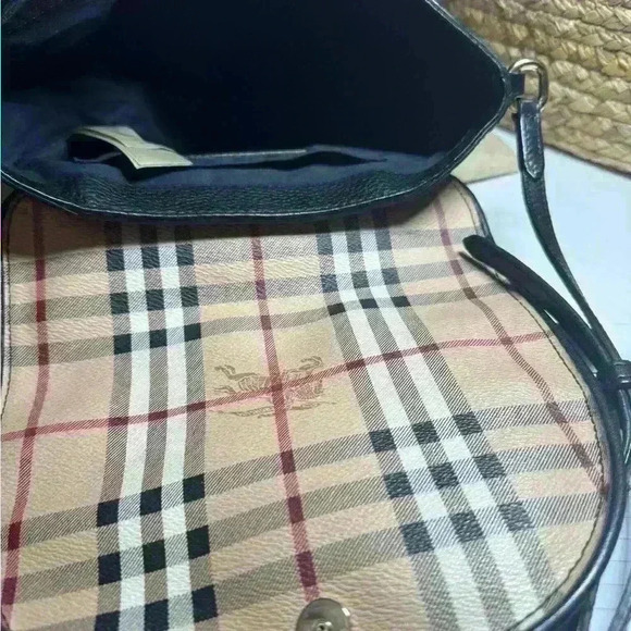 BURBERRY Haymarket Check MaydownCrossbody Bag Black - Picture 12 of 15